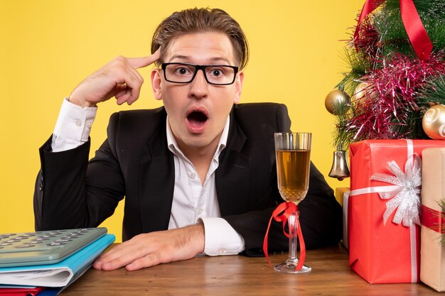 Expressive young man posing for Christmas