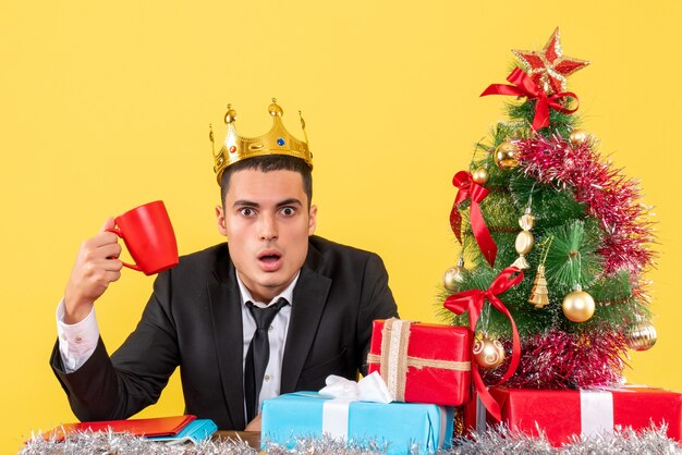 Expressive young man posing for Christmas