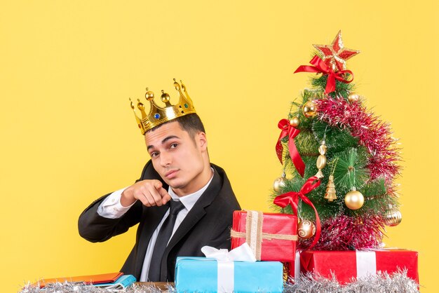 Expressive young man posing for Christmas