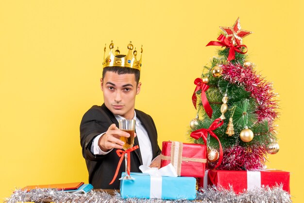 Expressive young man posing for Christmas