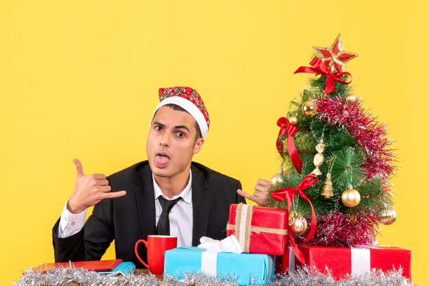 Expressive young man posing for Christmas