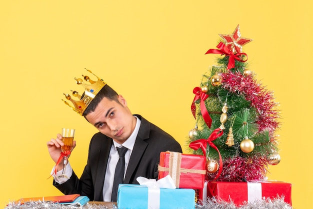 Expressive young man posing for Christmas