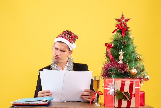 Expressive young man posing for Christmas