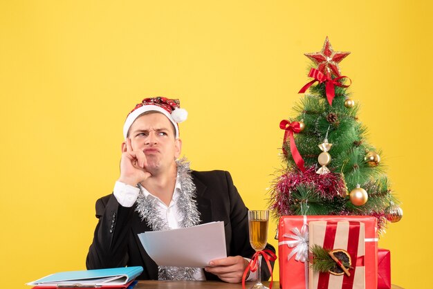 Expressive young man posing for Christmas