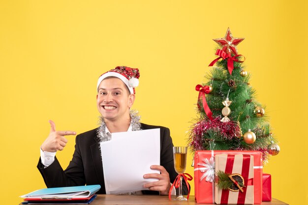 Expressive young man posing for Christmas