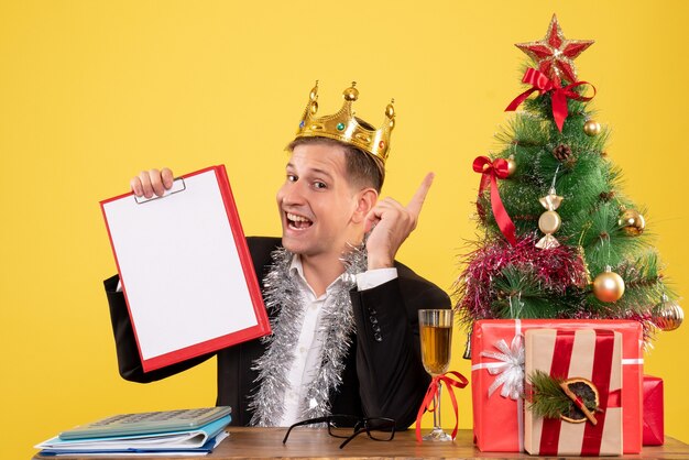 Expressive young man posing for Christmas