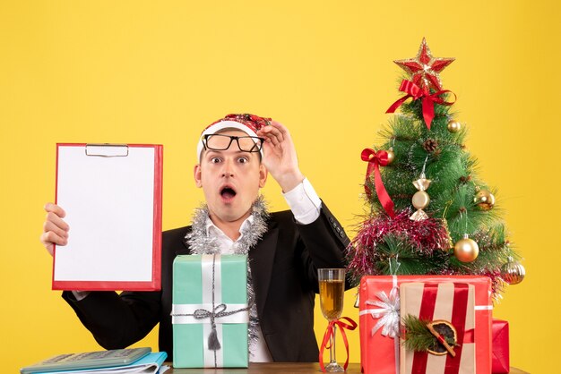 Expressive young man posing for Christmas