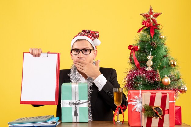 Expressive young man posing for Christmas