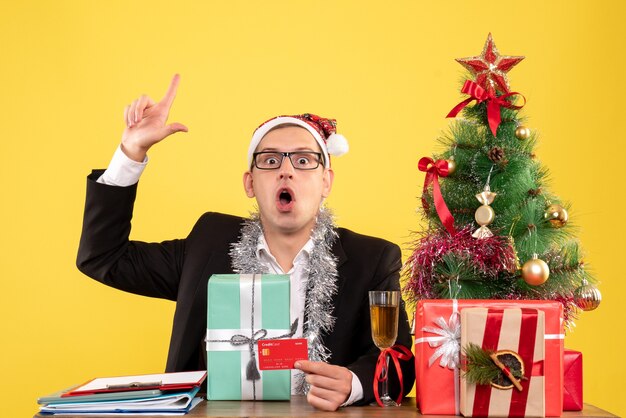 Expressive young man posing for Christmas