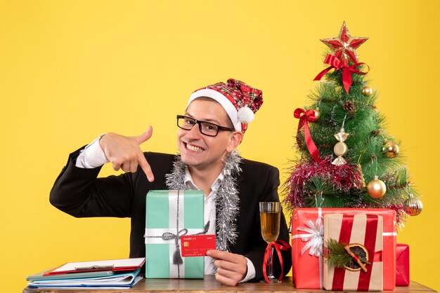 Expressive young man posing for Christmas