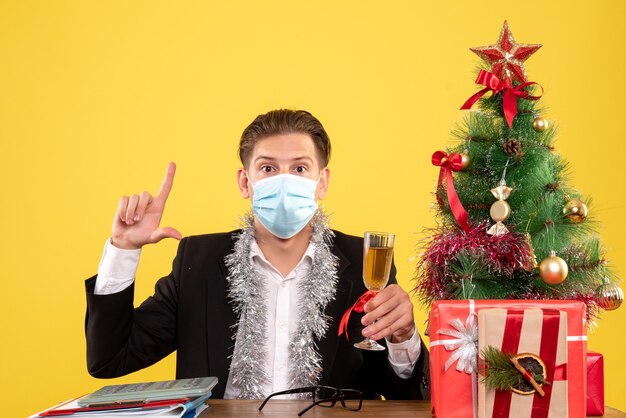 Expressive young man posing for Christmas