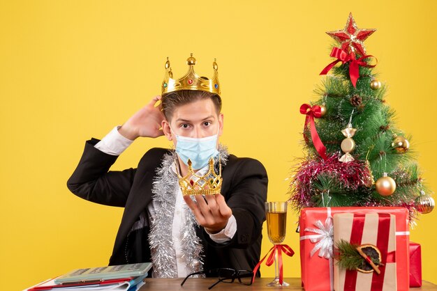 Expressive young man posing for Christmas