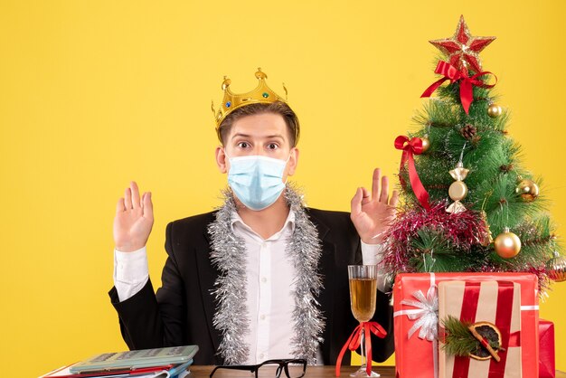 Expressive young man posing for Christmas