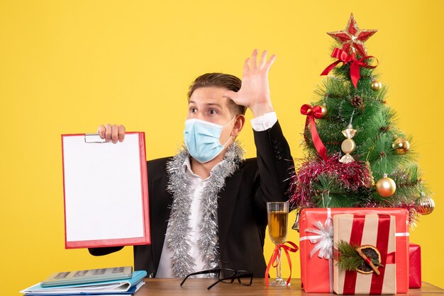 Expressive young man posing for Christmas