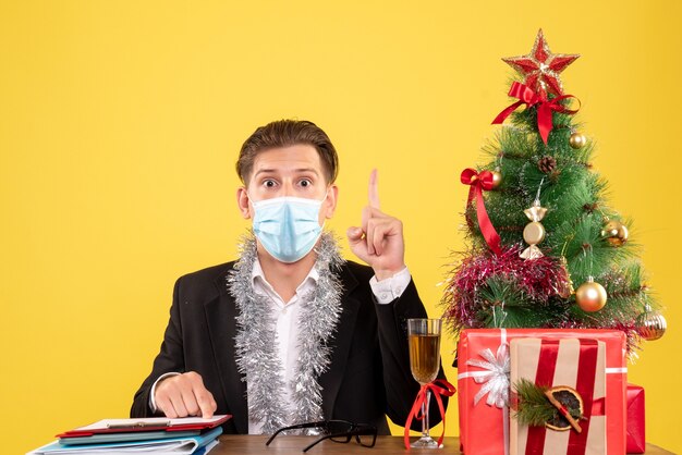 Expressive young man posing for Christmas