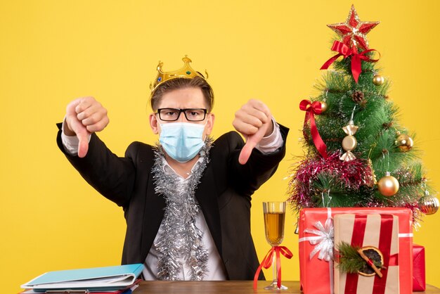 Expressive young man posing for Christmas