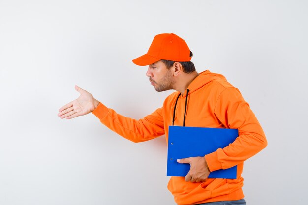 Expressive young man posing in the studio