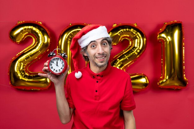 Expressive young man posing for winter holidays