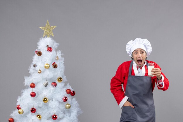 Expressive young man posing for winter holidays