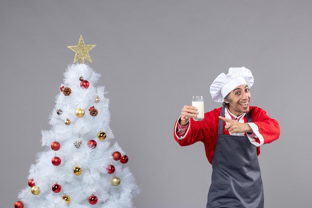 Expressive young man posing for winter holidays