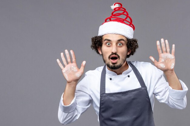 Expressive young man posing for winter holidays