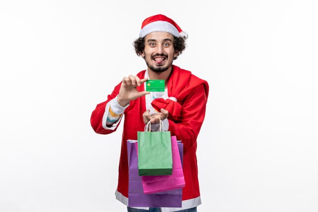 Expressive young man posing for winter holidays