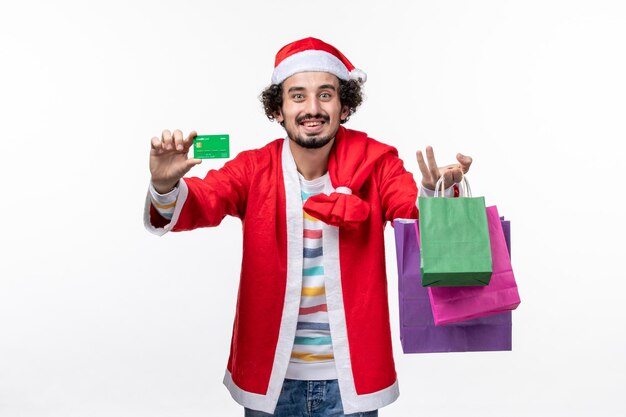 Expressive young man posing for winter holidays