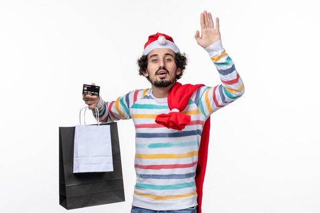 Expressive young man posing for winter holidays