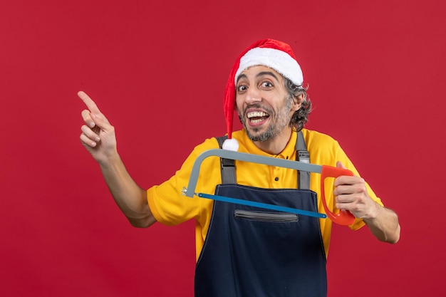 Expressive young man posing for winter holidays