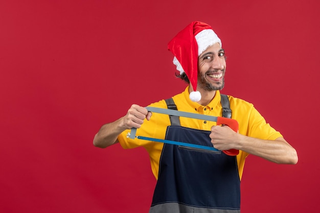 Expressive young man posing for winter holidays