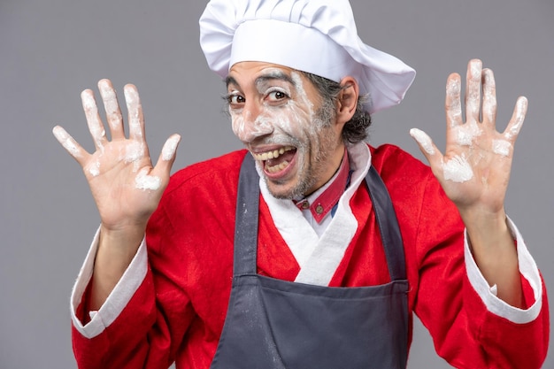 Expressive young man posing for winter holidays