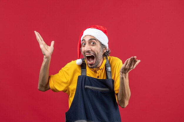 Expressive young man posing for winter holidays