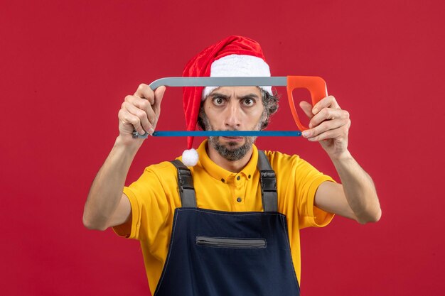 Expressive young man posing for winter holidays