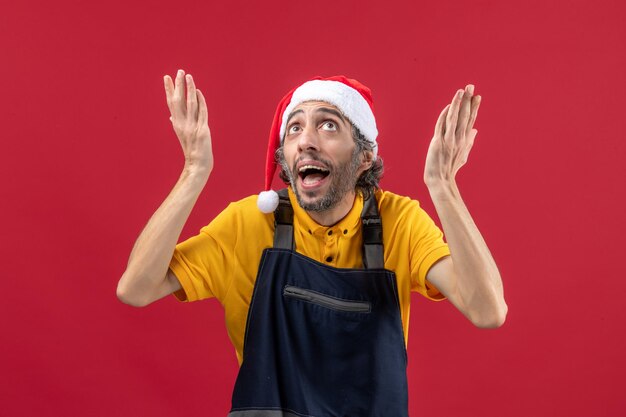 Expressive young man posing for winter holidays