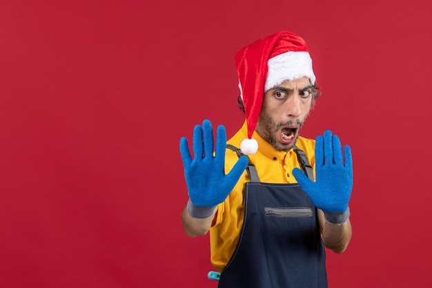 Expressive young man posing for winter holidays