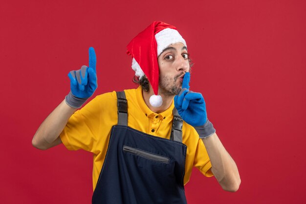 Expressive young man posing for winter holidays