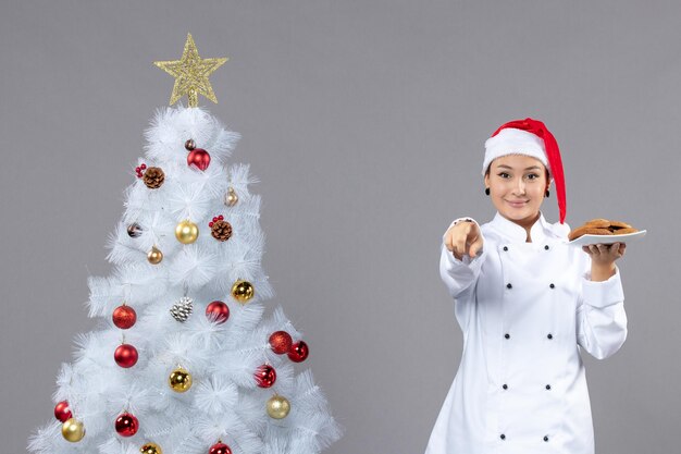 Expressive young person posing for winter holidays