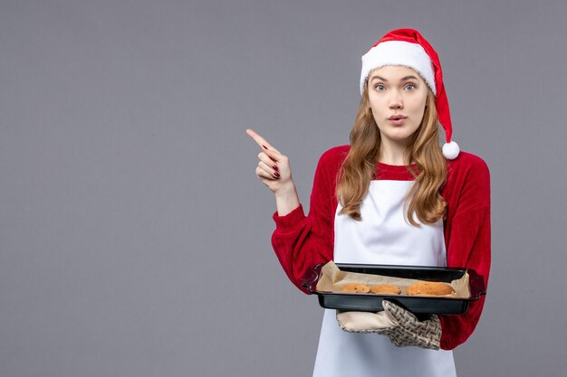 Expressive young person posing for winter holidays