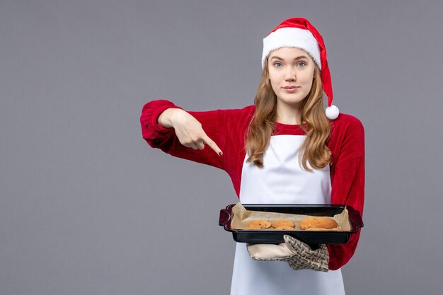 Expressive young person posing for winter holidays