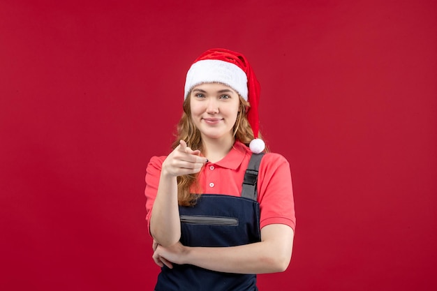 Expressive young person posing for winter holidays