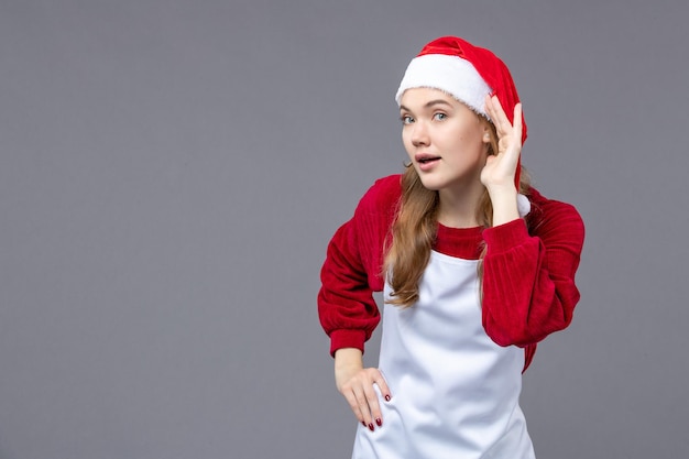Expressive young person posing for winter holidays