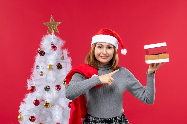 Expressive young person posing for winter holidays