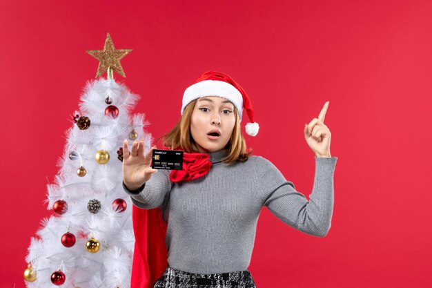 Expressive young person posing for winter holidays