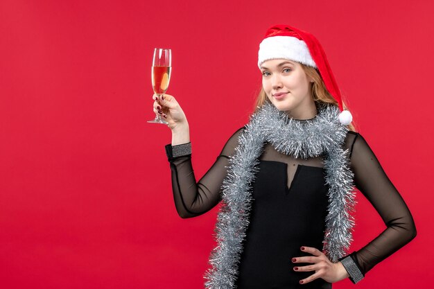 Expressive young woman posing for christmas