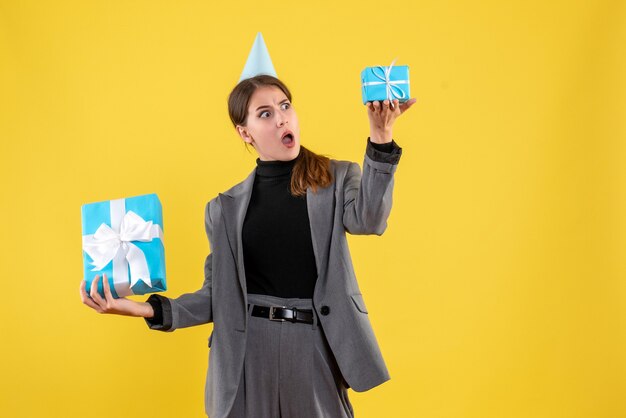 Expressive young woman posing for Christmas