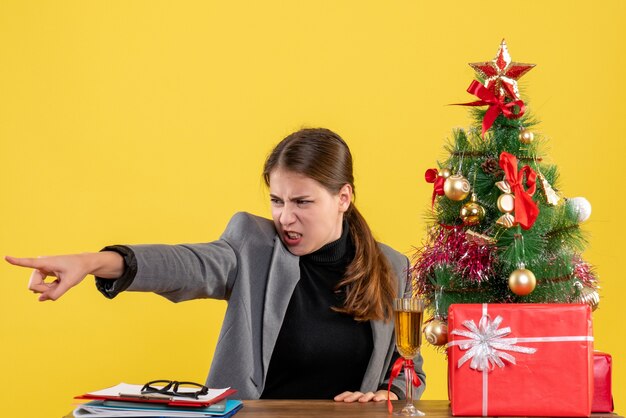 Expressive young woman posing for Christmas