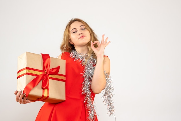 Expressive young woman posing for Christmas