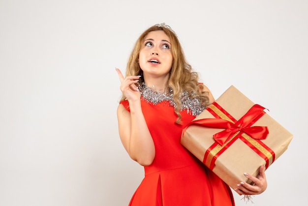 Expressive young woman posing for Christmas