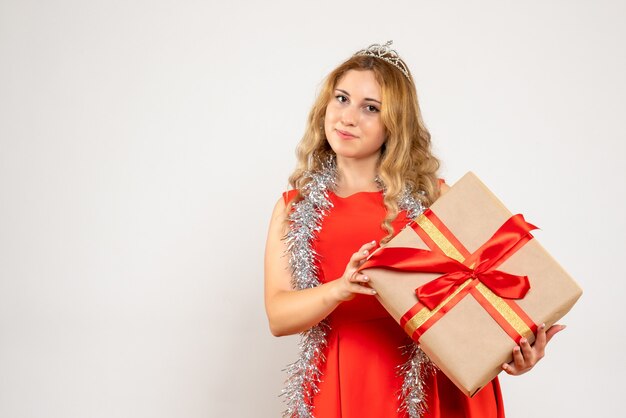 Expressive young woman posing for Christmas