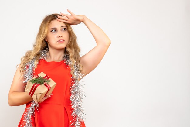 Expressive young woman posing for Christmas